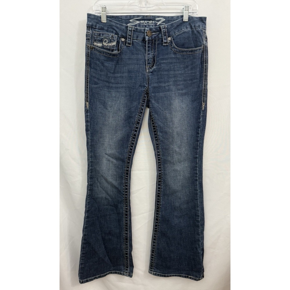 Seven7 Womens Bootcut Jeans Size 6 Medium Wash Sequin‎ Pocket Stretch 30X31